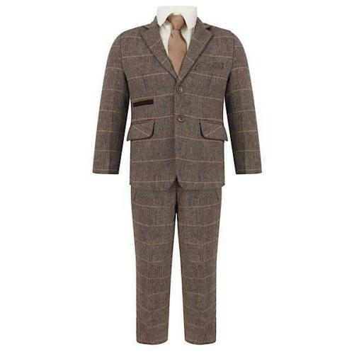 Brown Tweed Checked Suit - 5 Piece