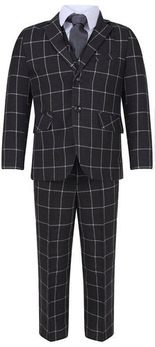 Grey Tweed Checked Suit - 5 Piece