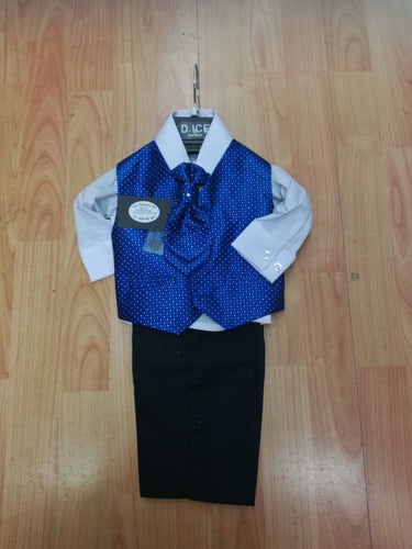 Boys 4 Piece Cravat Suit - Royal Blue