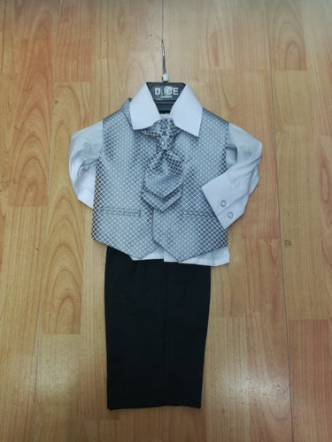 Boys 4 Piece Cravat Suit - Grey