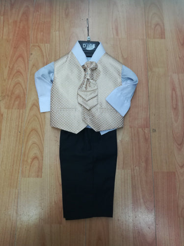 Boys 4 Piece Cravat Suit - Gold