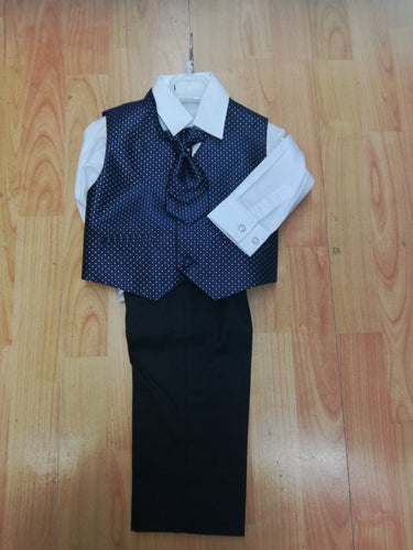 Boys 4 Piece Cravat Suit - Navy Blue