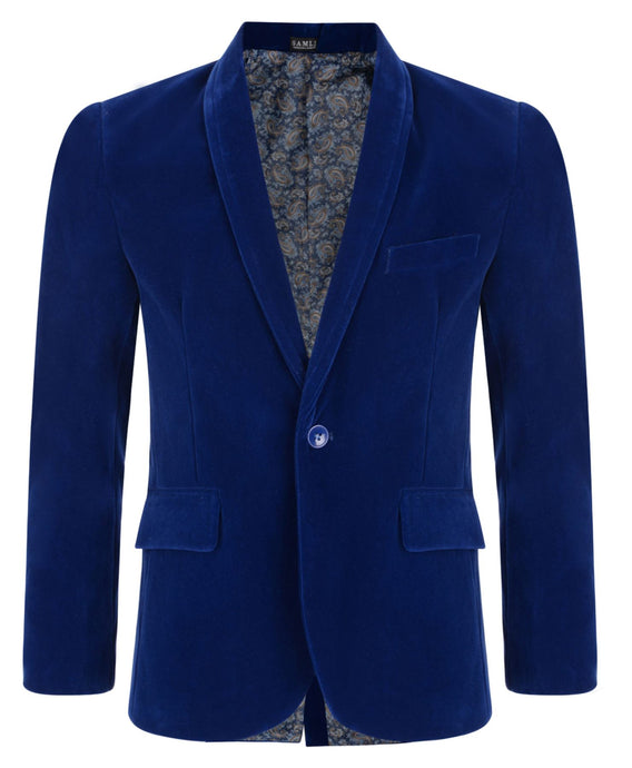 Velvet Blazer - Royal Blue - Waniwarehouse