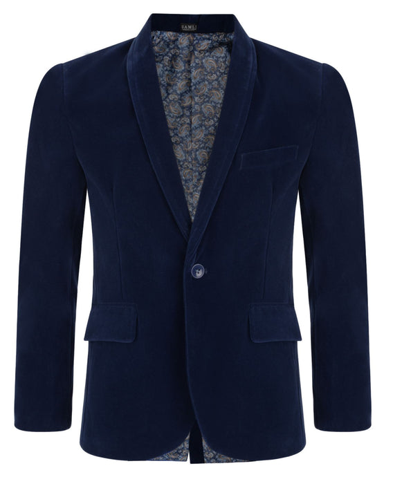 Velvet Blazer - Navy Blue - Waniwarehouse