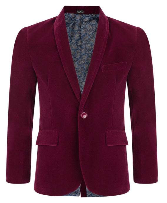 Velvet Blazer - Maroon - Waniwarehouse