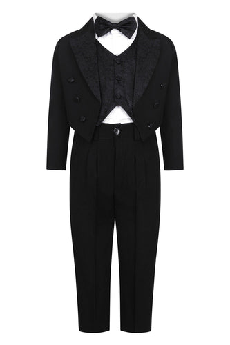 Tuxedo 5 Piece - Black Slim Fit Suit Boys 3 Months - 5 Years
