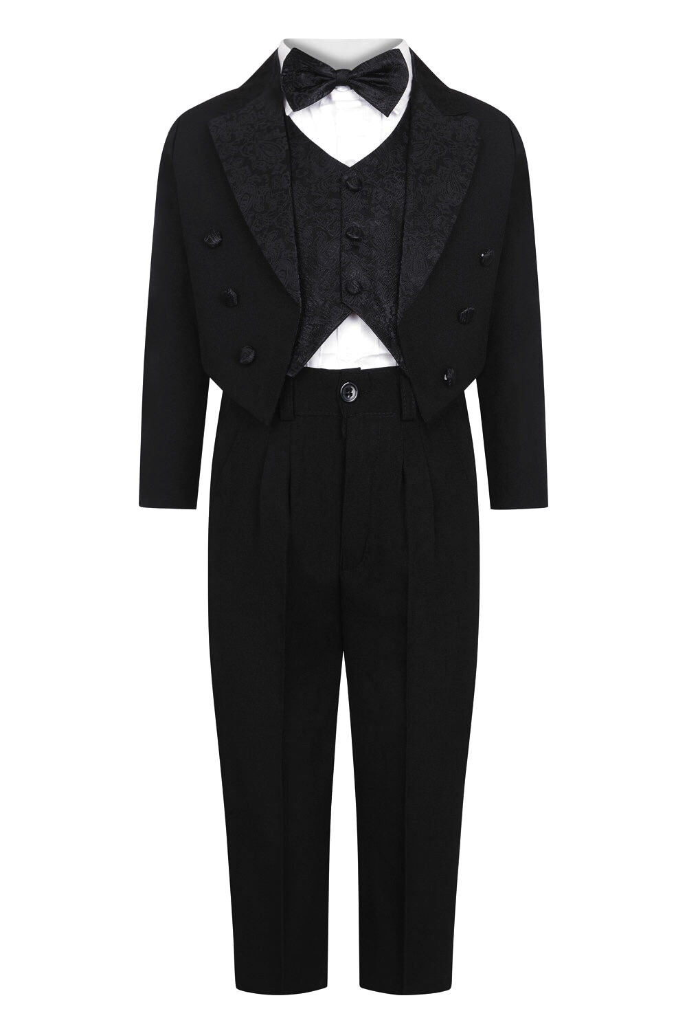 Tuxedo 5 Piece - Black Slim Fit Suit Boys 3 Months - 5 Years