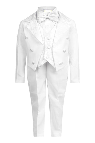 Tuxedo 5 Piece - White Slim Fit Suit Boys 3 Months - 5 Years