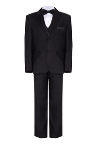 Boys Black Tuxedo, Boys Dinner Suit, Boys Slim Fit Suit, James Bond Suit - Waniwarehouse