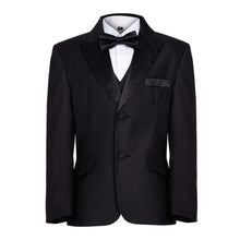 Load image into Gallery viewer, Boys Black Tuxedo, Boys Dinner Suit, Boys Slim Fit Suit, James Bond Suit - Waniwarehouse