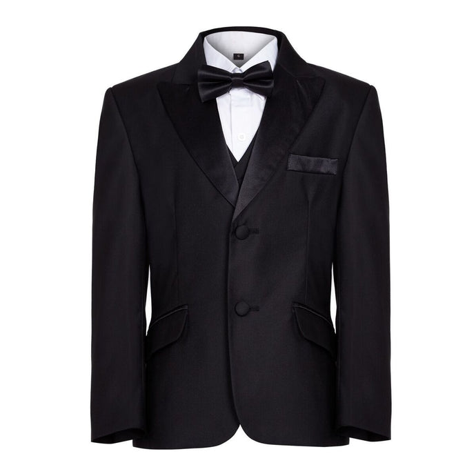 Boys Black Tuxedo, Boys Dinner Suit, Boys Slim Fit Suit, James Bond Suit - Waniwarehouse